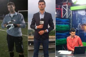 C.Opris in trei ipostaze:portar, reporter si moderator tv.  foto:exclusivnews